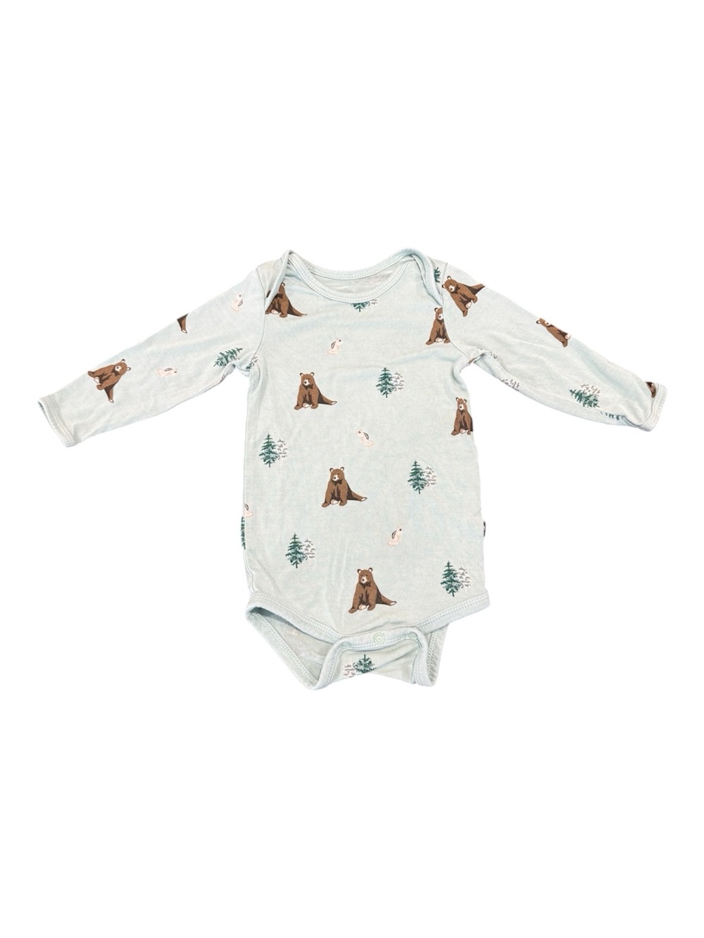 Kyte BABY Trail Long-Sleeve Baby Bodysuit with Bear and Squirrel Print